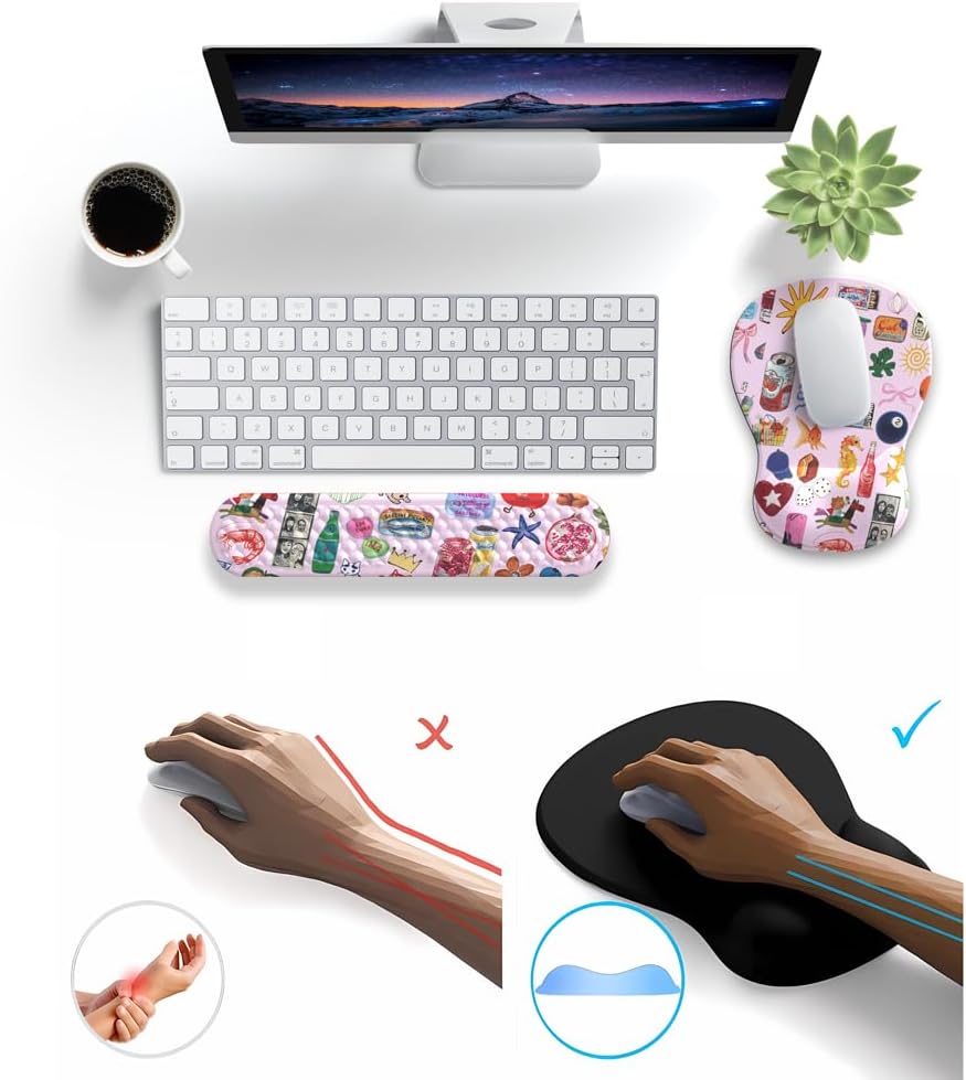 Ghost Book Mousepad with Wrist Rest Halloween Computer Keyboard Mouse Pad Black Cute, Mouse Pad with Wrist Rest for Computer Keyboard, 2 In1 Mousepad with Wrist Support Easy Typing&Relieve Wrist Pai