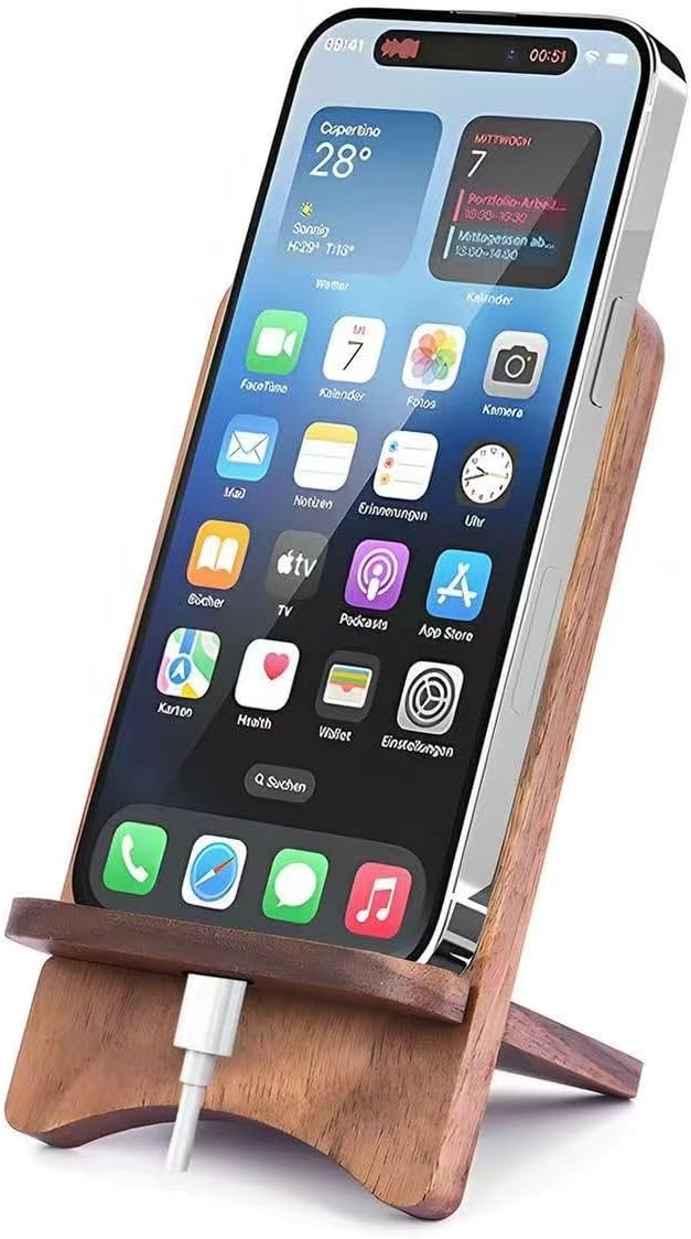 Solid Wood Phone Stand, Desktop Wooden Phone Stand, Simple Phone Holder, Compatible with All Phones (Walnut Wood)