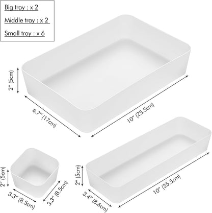 Poeland 5 Pcs Drawer Organizer Tray Storage Box for Bedroom Nightstand Drawer Dresser Bathroom Kitchen Drawer, Frosted