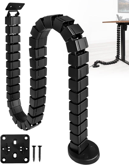 Under Desk Cable Management Kit Fit for Sit Stand Desk Cable Management, Screw Fixation Adjustable Length Cable Management Spinal, Flexible Chain Raceway Cable Management