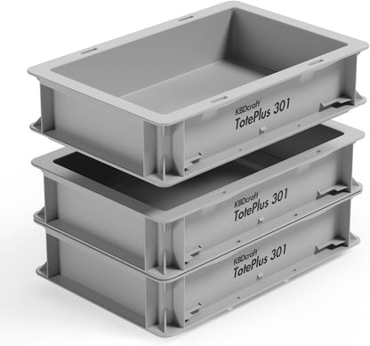 KBDcraft Stackable Storage Bin - Heavy-Duty Plastic Organizer Box and Tray with Straight Walls, small plastic bin totes for storage, 12"x8"x3", 0.5Gal, Green, 3 Pack