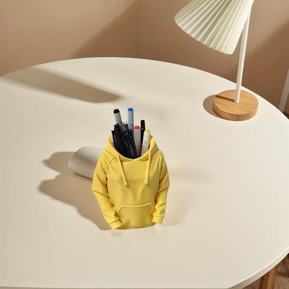 TIME&TRAVE Unique Sweatshirt Pen Holder for Desk, Creative Pencil Holder Desk Organizers, Office Supplies Decorations Idea Gift for Men Women Kids(Yellow)