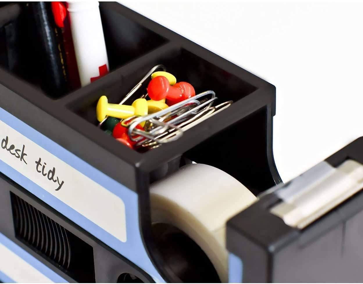 Cassette Tape Dispenser Pen Holder Vase Pencil Pot Stationery Desk Tidy Container Office Stationery Supplier Gift-onepalace (Black)