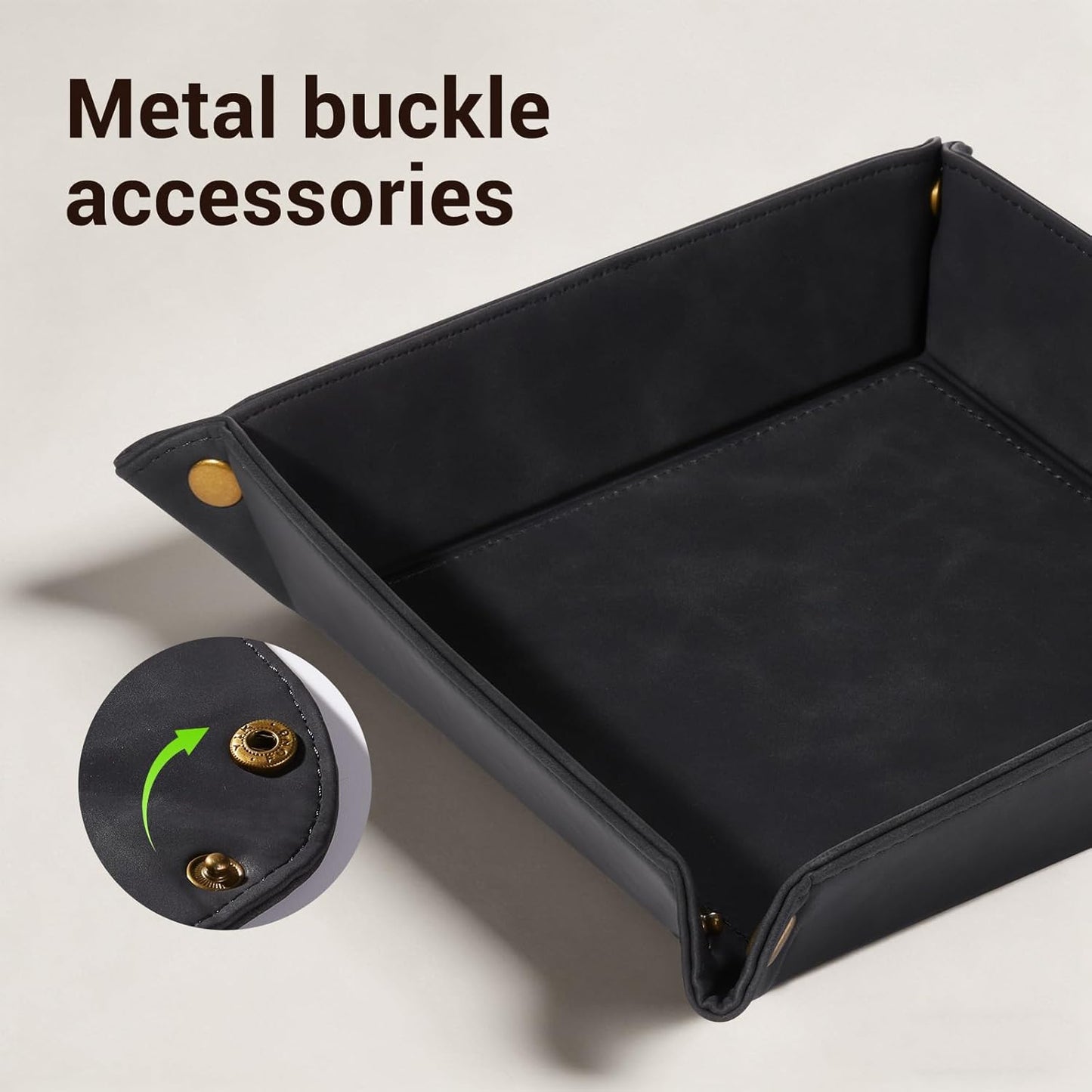 CoBak Leather Valet Tray for Men, Premium PU Leather Catch-All Tray for Entryway Table Key, Phone, Wallet, Coins & Jewelry, Bedside Nightstand Desk-top Catchall (Gray)