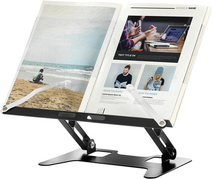 Honagu Adjustable Laptop Stand for Desk, Metal Foldable Laptop Riser, Portable Desktop Book Stand Holder, Ergonominc Computer Notebook Stand Compatible with 10-15.6” Laptops (Silver)