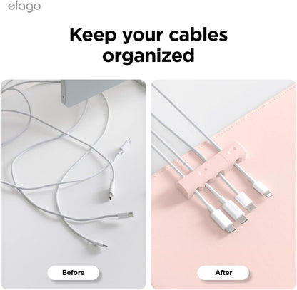 elago Magnetic Cable Management Organize 4 Cables, Powerful Magnets, Wire Holder Keeper Organizer Phone Home Office Desk Compatible with Magnetic Pad (1 Slot +3 Slot Set)[Stone]