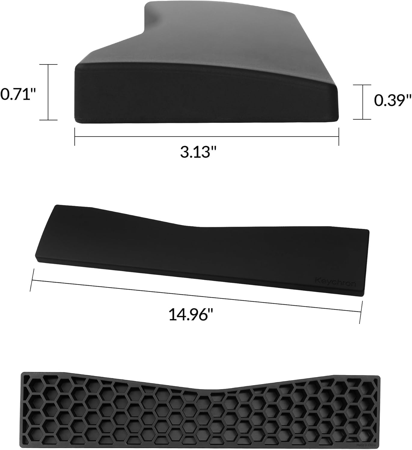 Keychron 12.48" Silicone Wrist Rest for 75% Compact Mechanical Keyboards, Ergonomic Palm Support with Full Honeycomb Non-Slip Base, Compatible with K2/K2 Pro/K2 Max/K2 HE/K6/K6 Pro/K6 HE