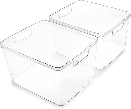 BINO | Plastic Storage Bins, X-Small - 5 Pack | THE LUCID COLLECTION | Multi-Use Built-In Handles BPA-Free Clear Storage Containers | Fridge Organizer | Pantry & Home Organization