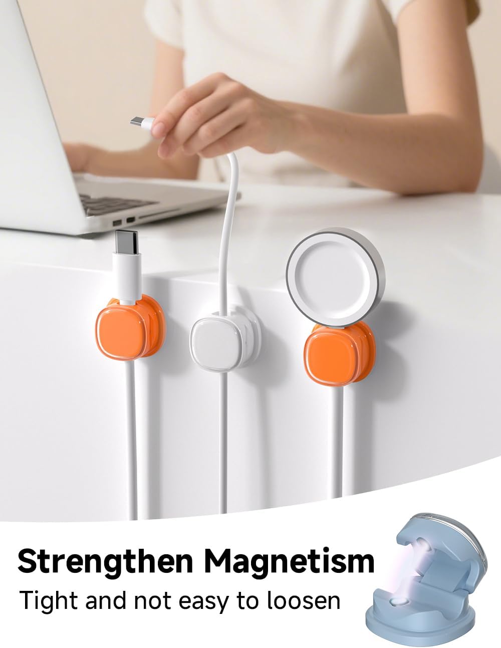 Magnetic Cable Clips, Adjustable Cord Holder Management, Adhesive Wire Keeper Organizer for Home Office Desk Phone PC Car Wall Desktop Nightstand Appliance (9-Pack Black Crystal)