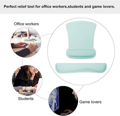 MOSISO Wrist Rest Support for Mouse Pad & Keyboard Set, Ergonomic Mousepad Non-Slip Base Home/Office Pain Relief & Easy Typing Cushion with Neoprene Cloth & Raised Memory Foam, Apricot