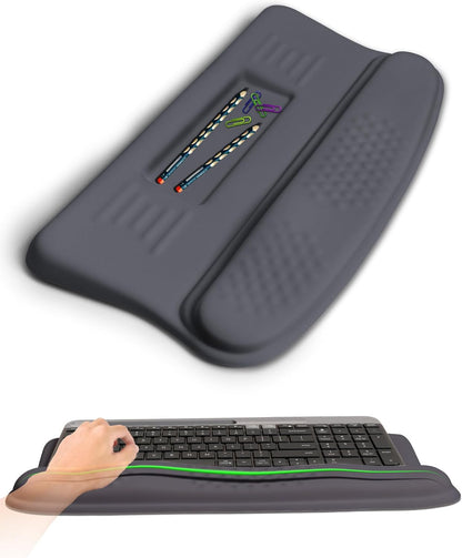 Ergonomic Wave Wrist Rest with Keyboard Stand, Cushioned Palm Rest, Comfortable Integrated Memory Foam for Natural Typing and Relieve Wrist Pain, Dark Night Black