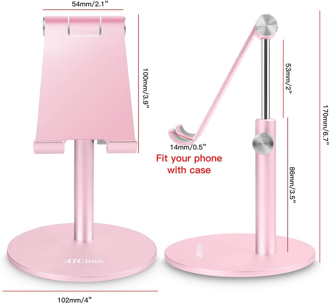 AICase Telescopic Adjustable iPad Holder,Universal Multi Angle Aluminum Stand Compatible with iPhone Smart Cell Phone/Tablet/iPad(4-13 inch), Silver
