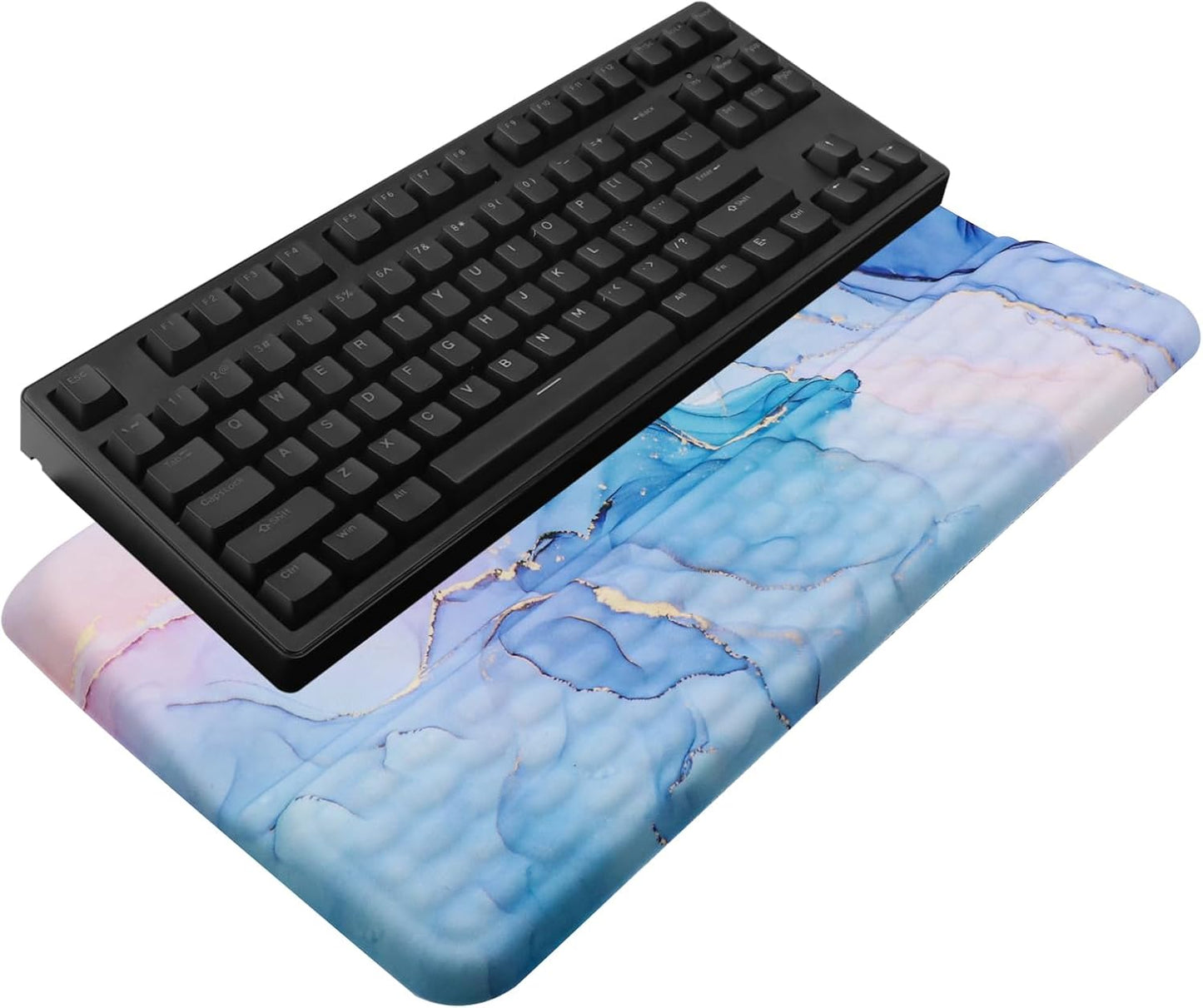 Computer Keyboard Stand with Wrist Rest, Ergonomic Tilted Keyboard Holder - Keyboard Riser with Wrist Pad - Keyboard Tray Support for Office Home - Black