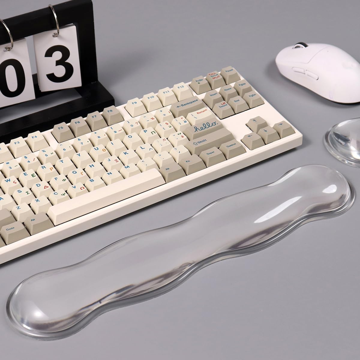 Clear Gel Wrist Rest for Keyboard and Mouse, Green Silicone Mouse Wrist Rest Set, Cute Ergonomic Wrist Rest for Keyboard 60%/75%(Green)
