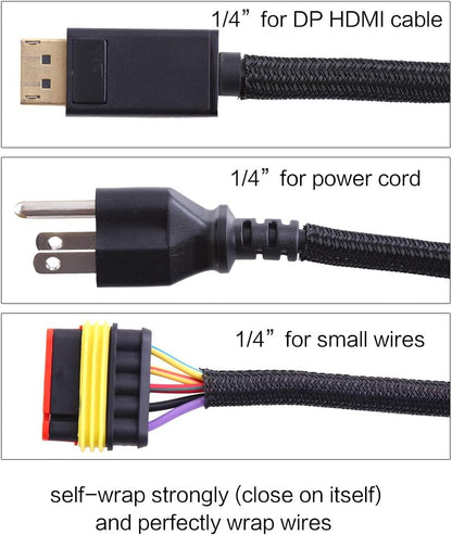 Alex Tech 10ft - 1/2 inch Cord Protector Wire Loom Tubing Cable Sleeve Split Sleeving For USB Cable Power Cord Audio Video Cable – Protect Cat From Chewing - Black
