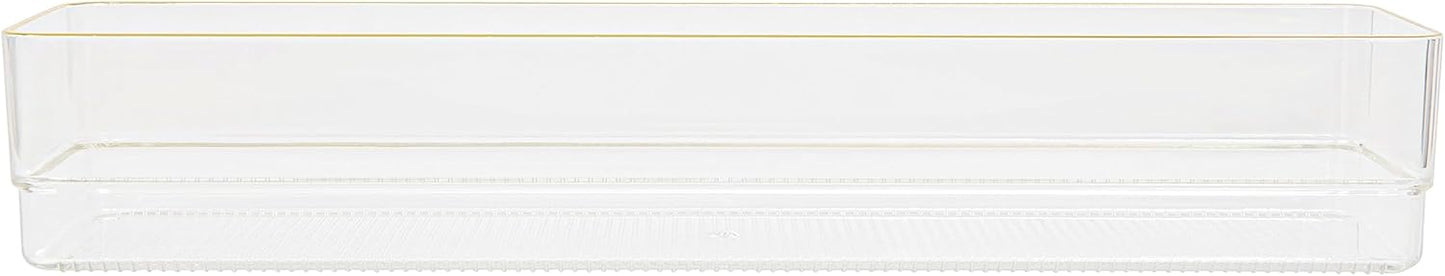 Martha Stewart Kerry Plastic Stackable Office Desk Drawer Organizers, 6" x 3", 6 Pack, with Gold Trim