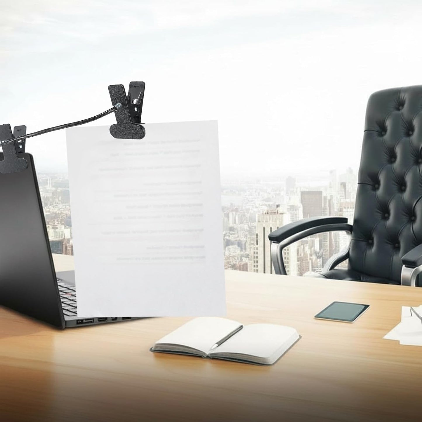 2 Pcs Paper Holder for Typing, Mini Clip On Document Holder Laptops and Monitors Copyholder Small Document Paper Stand for Desk Typing Compact Office Supplies, Black