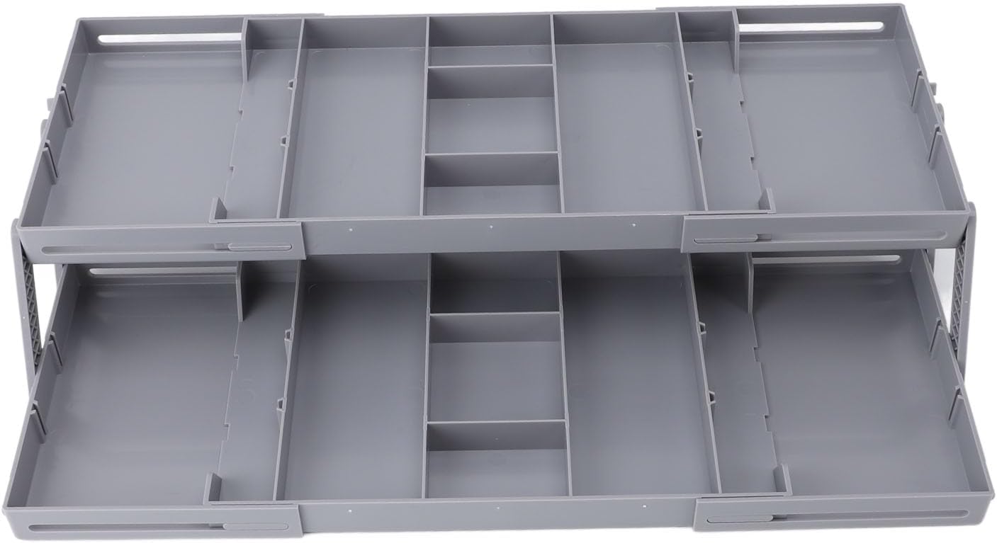 Sanpyl Drawer Organizer, Multi Layer Drawer Foldable Storage Box for Dresser Bathroom Kitchen Office, Expandable Folding Jewelry Organizer Tray (2 Layers)