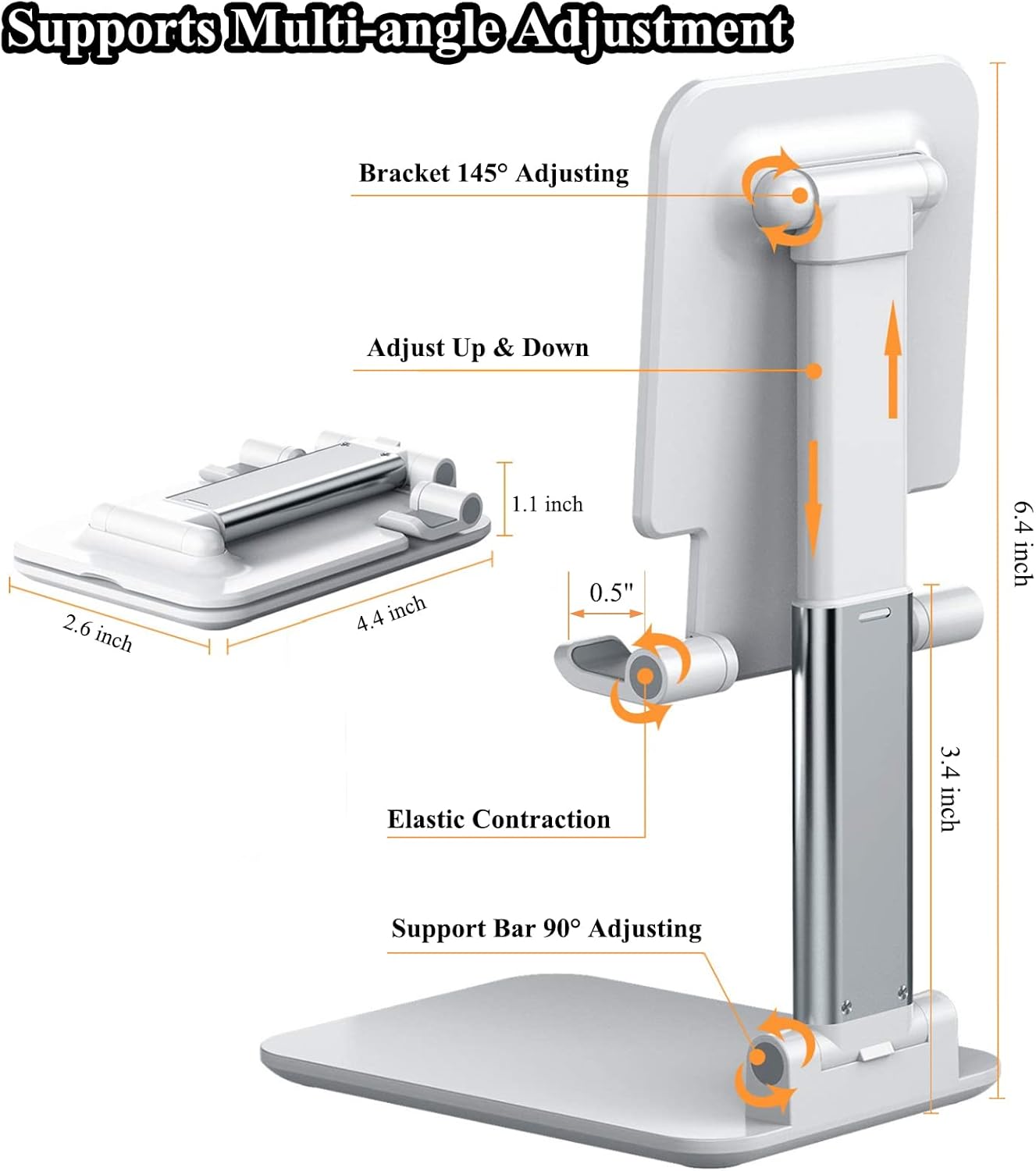 Meetuo 2 Pcs Cell Phone Stand, Adjustable Angle Height Phone Stand for Desk, Fully Foldable/Portable Phone Holder, Compatible for iPhone 16/15/14/13/12/Smartphones