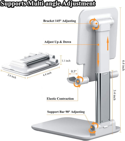 Meetuo 2 Pcs Cell Phone Stand, Adjustable Angle Height Phone Stand for Desk, Fully Foldable/Portable Phone Holder, Compatible for iPhone 16/15/14/13/12/Smartphones