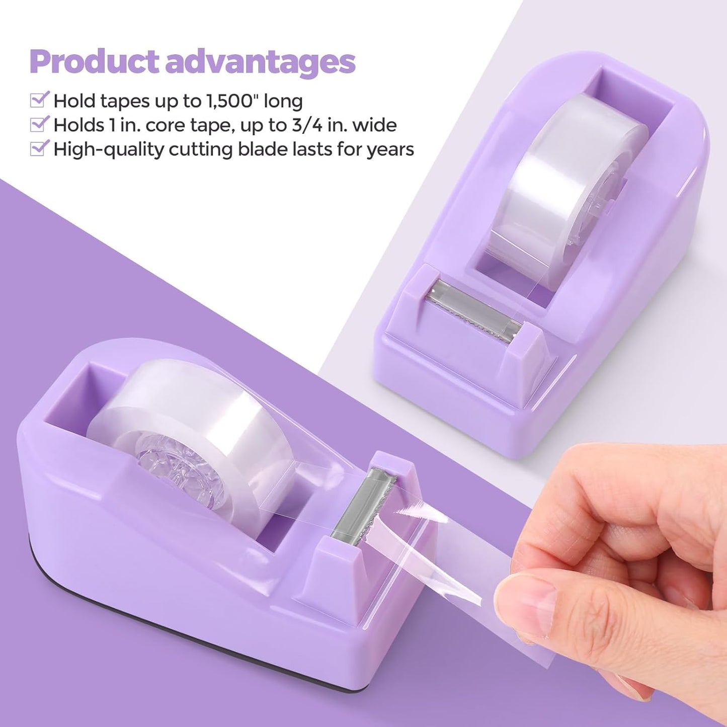 SKYDUE Pink Desk Accessories 10Pcs, Rotating Pen Holder for Desk, Stapler, Staple Remover, Tape Dispenser,2pcs Tape Refills, Binder Paper Clips Kit, Scissor,Pink Office School Supplies