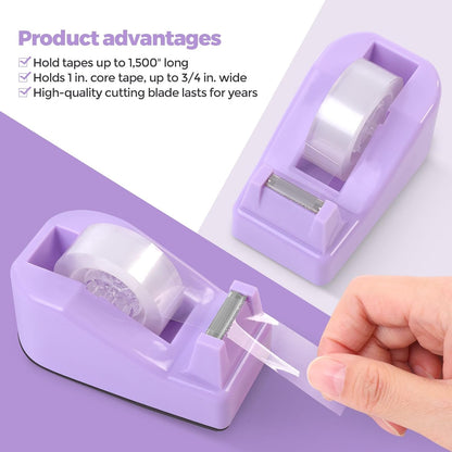 SKYDUE Pink Desk Accessories 10Pcs, Rotating Pen Holder for Desk, Stapler, Staple Remover, Tape Dispenser,2pcs Tape Refills, Binder Paper Clips Kit, Scissor,Pink Office School Supplies