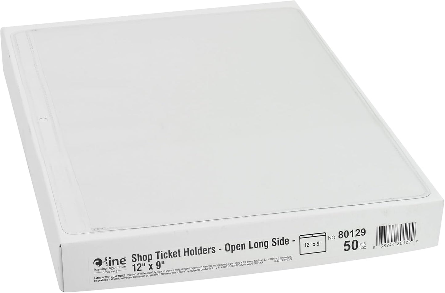 C-Line Vinyl Shop Ticket Holders, Both Sides Clear, 8.5 x 11 Inches, 50 per Box (80911)