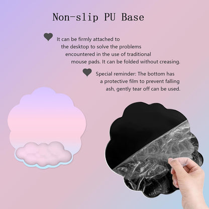 Cloud Wrist Rest Keyboard Pink Mouse Pad Set with Wrist Rest Ergonomic Wrist Pad Memory Foam Non-Slip Base Cute Gradient Wrist Support for Computer Laptop Gaming Home Office Relief Typing Pain