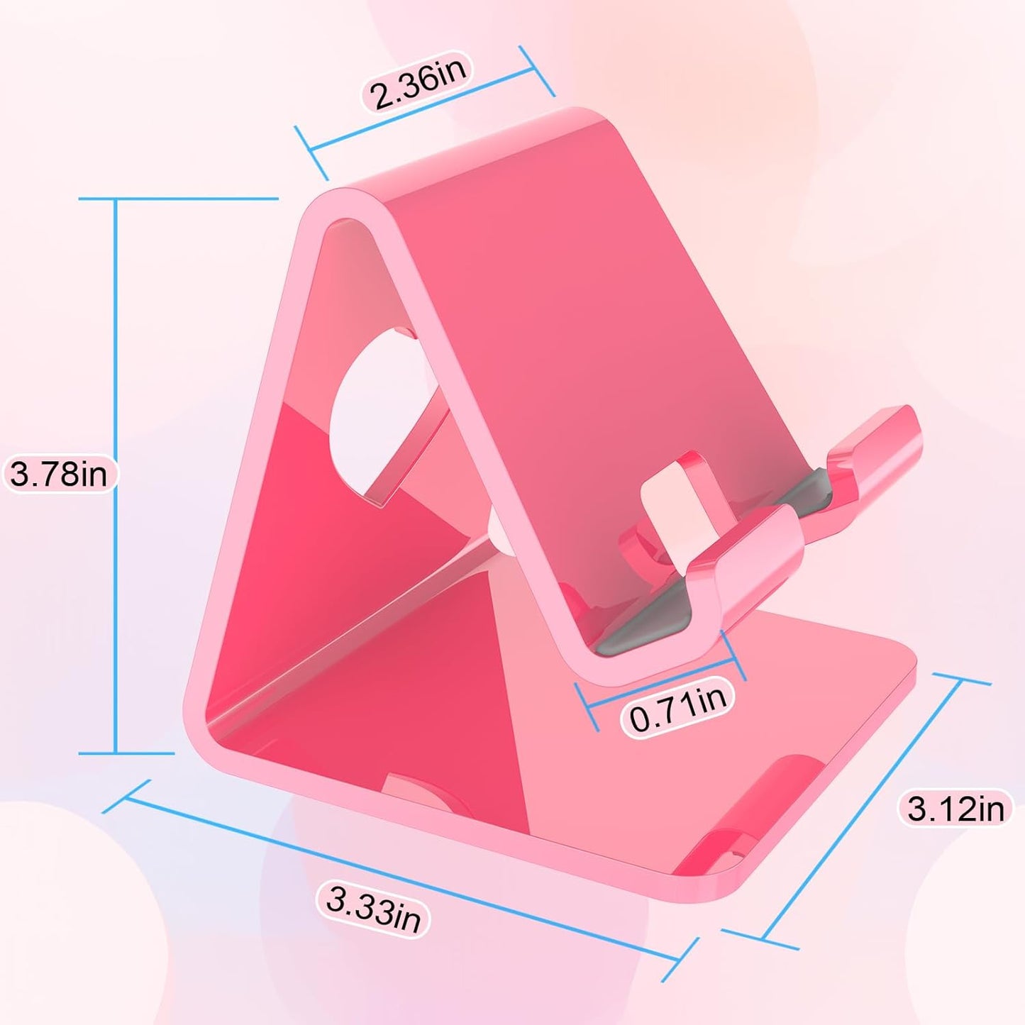 Crpich Acrylic Cell Phone Stand, Portable Phone Holder, Clear Phone Stand for Desk, Compatible with Phone16 15 14 13 Pro Max Mini 12 11 SE, Switch, Android Smartphone, Pad, Tablet, Desk Accessories