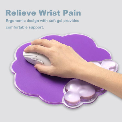 Gel Wrist Rest and Cloud Mouse Pad Support for Keyboard and Mouse - Ergonomic Pink Keyboard Wrist Pad Set for Typing Pain Relief/Computer/Laptop/Gaming/Home/Office (Cloud Shape, Gradient Blue Pink)