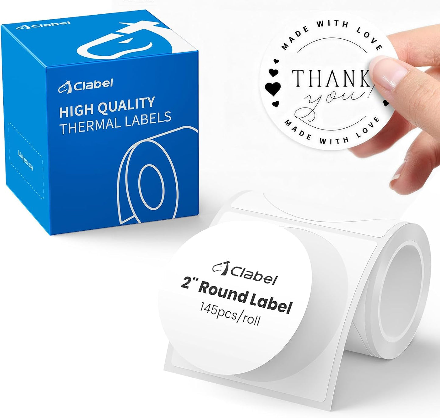 Clabel Printable White Cable Labels 6 Rolls of Thermal Self-Adhesive Paper Labels Tape, 25x78mm (1"x3") 100 Sheets Per Roll, Black Print on White Sticker Tags Durable