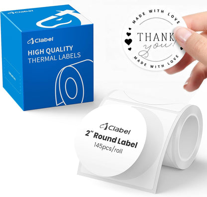 Clabel Printable White Cable Labels 6 Rolls of Thermal Self-Adhesive Paper Labels Tape, 25x78mm (1"x3") 100 Sheets Per Roll, Black Print on White Sticker Tags Durable