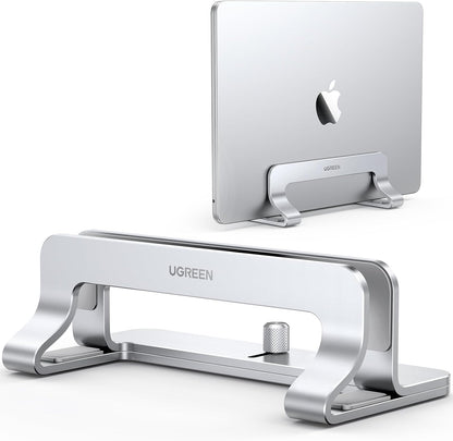 UGREEN Vertical Laptop Stand Holder for Desk Compatible with MacBook Pro, MacBook Air Stand Vertical Aluminum Adjustable for Up to 17.3 Inch Gaming Laptop, Gray