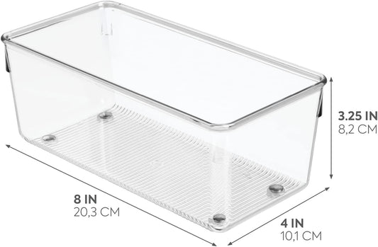 iDesign Plastic Drawer Organizer for Kitchen, Bathroom, and Desk Drawers, Set of 2, Clear