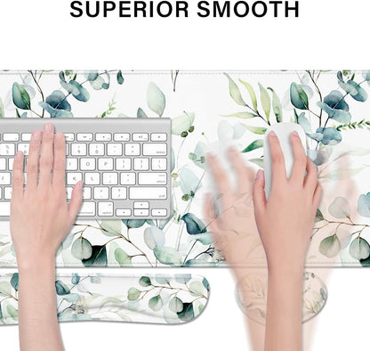 Desk Pad and Keyboard Wrist Rest, Large Mouse Pad + Keyboard Pad+Mouse Wrist Support, Non-Slip Desk Mat Protector for Office, Home 31.5×11.8 Inches Anime Dragon
