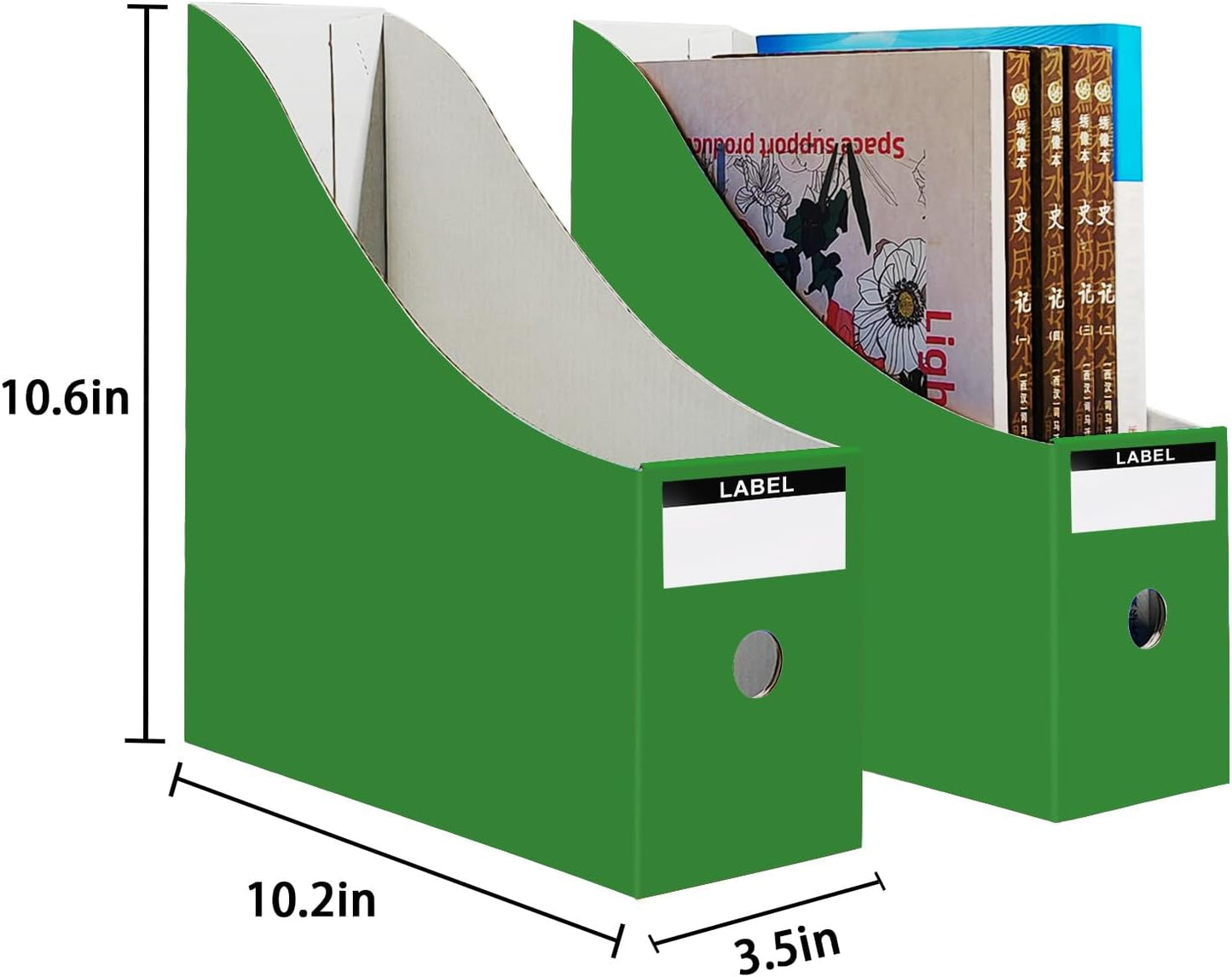 Limitliho Magazine File Folder Holder for Desk, Book Bins for Classroom Library,Office,Home, 10.6" H x 10.2" L x 3.5" W in Cardboard Paper Organizer (Six color, 6 Pack)