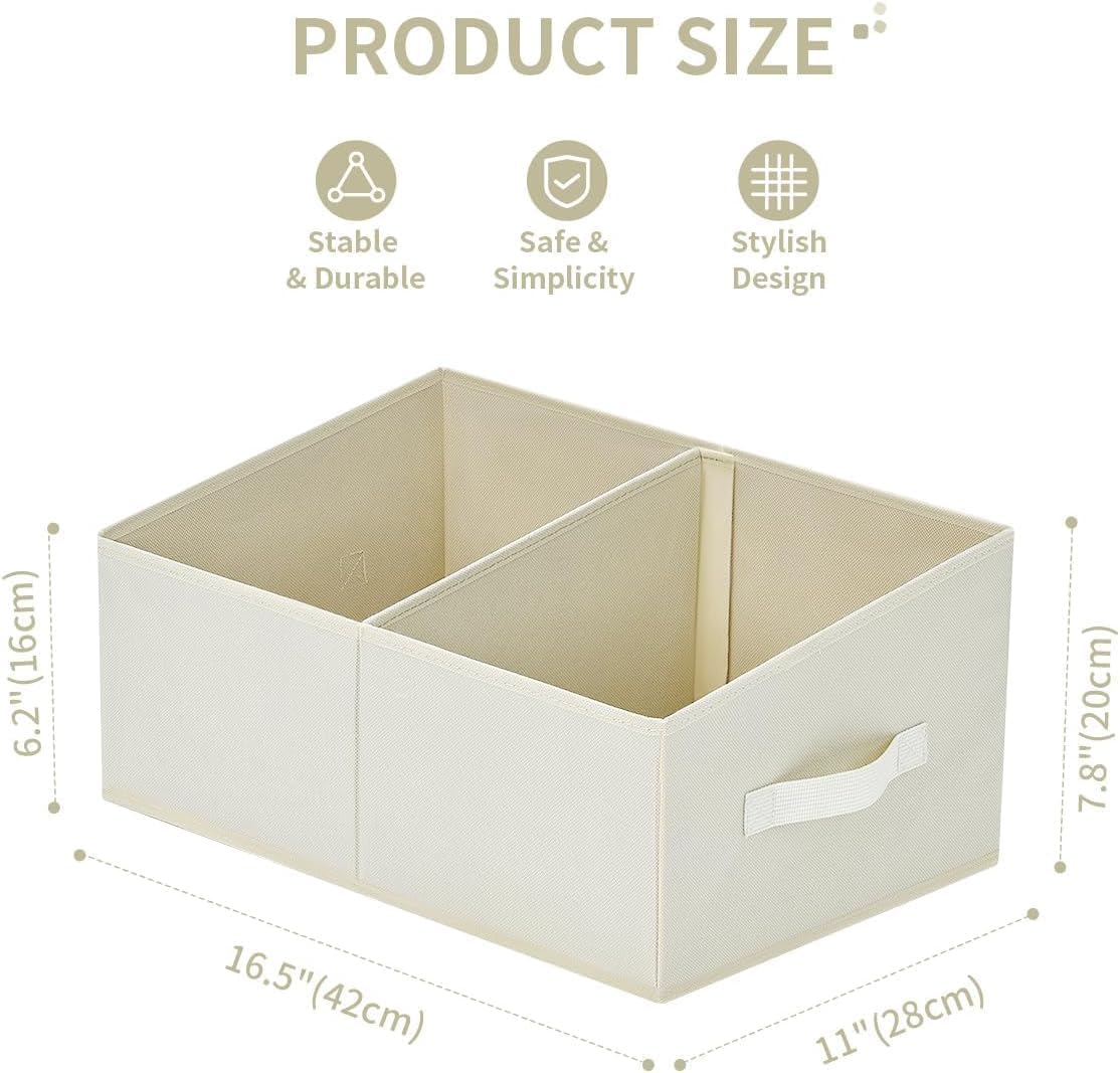 DIMJ Closet Storage Bins, 6 Pack Storage Baskets for Shelves, Foldable Closet Organizer with Handle, Linen Closet Organizers and Storage for Clothes, Toys, Towel, Books (Black)