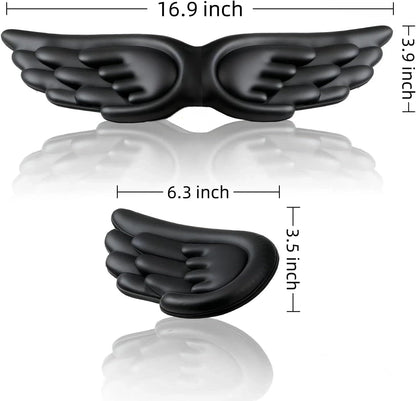 Angel Wing Wrist Rest Ergonomic Memory Foam Wrist Rest for Computer Keyboard Mouse Set, Cute Gaming Keyboard Cushion Hand Support PU Leather Surface Anti-Slip Waterproof White Angel Wing