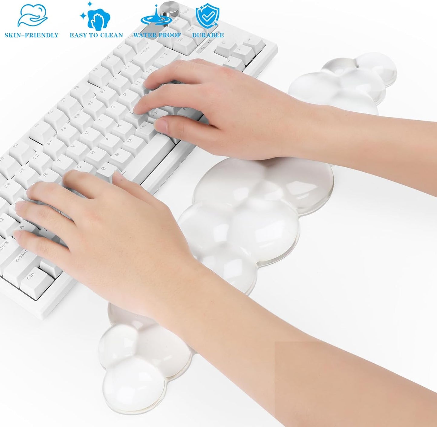 Gel Cloud Keyboard and Mouse Wrist Rest, Cute Wrist Support and Arm Support Keyboard Rest for Keyboard and Mouse Typing Pain Relief，Suitable for Office/Computer/Laptop/Gaming (Pink)