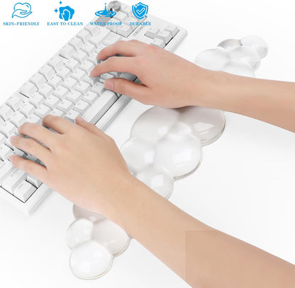 Gel Cloud Keyboard and Mouse Wrist Rest, Cute Wrist Support and Arm Support Keyboard Rest for Keyboard and Mouse Typing Pain Relief，Suitable for Office/Computer/Laptop/Gaming (Pink)