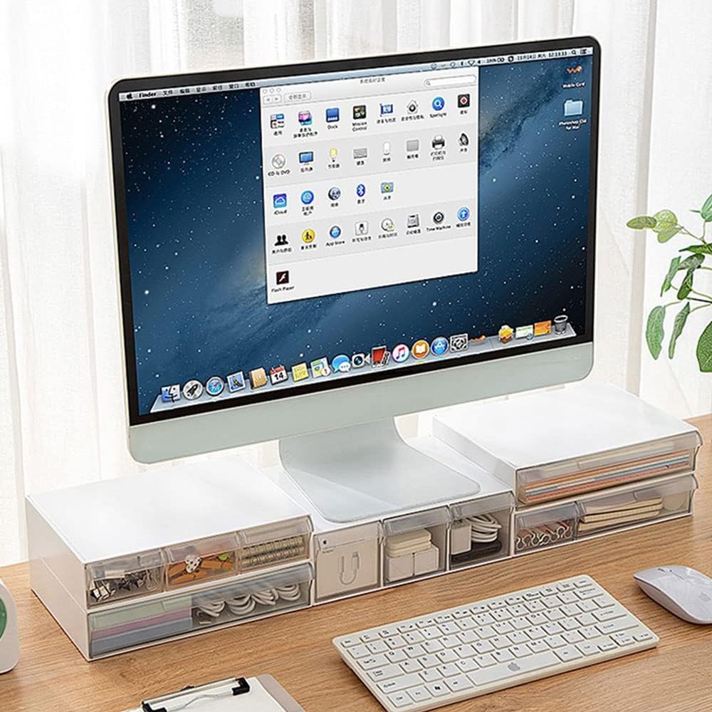Under Desk Drawer Storage with 3 Drawers, Large Desk Drawer Attachment for office, Drawer Organizer Slide Out, Plastic Stick on Drawer White