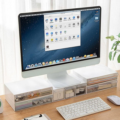 Under Desk Drawer Storage with 3 Drawers, Large Desk Drawer Attachment for office, Drawer Organizer Slide Out, Plastic Stick on Drawer White
