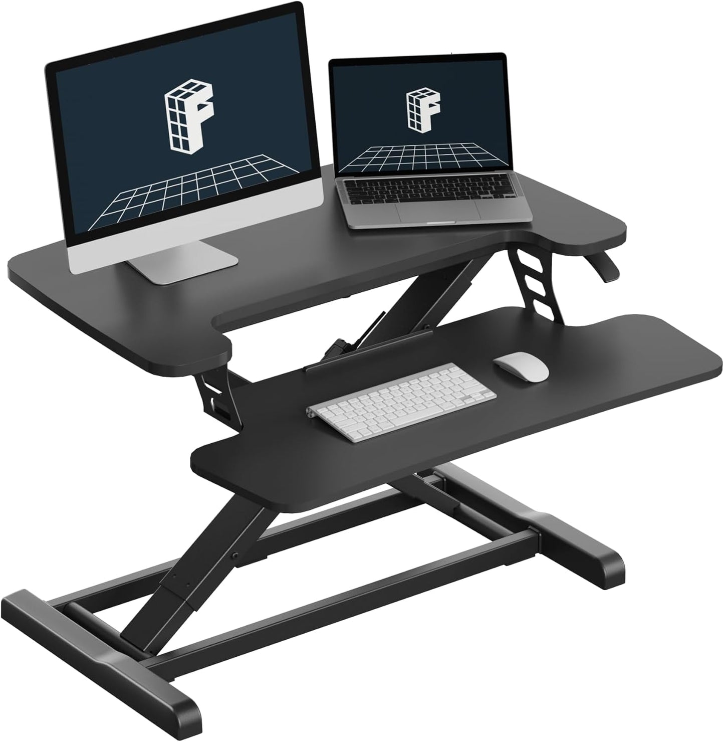 FLEXISPOT Standing Desk Converter 28" Desk Riser for Small Spaces, Compact Desktop Riser Sit Stand Computer Workstation, Stand Up Desk Converter for Laptop & Single Monitor, Black