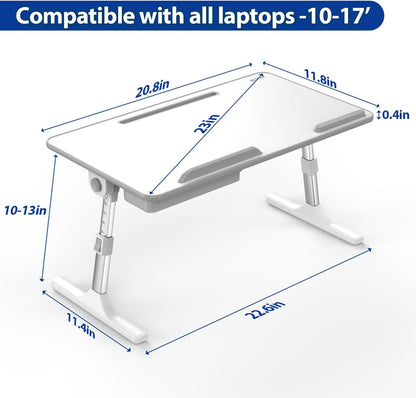 Besign LT05 Adjustable Laptop Table, Lap Desk, Portable Standing Bed Desk, Foldable Sofa Breakfast Tray, Notebook Computer Stand for Reading and Writing, Medium Size, Black
