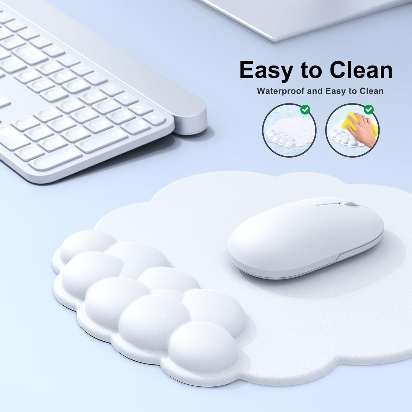 MOKURU Cloud Mouse Pad with Wrist Rest, Cloud Keyboard Wrist Rest, Mouse Pad Wrist Support, Ergonomic Keyboard Mouse Wrist Support White