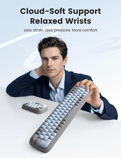 Meatanty Keyboard and Mouse Wrist Rest Set, Computer Wrist Pad Support, Ergonomic Keypad Hand Rest Combo, Memory Foam Typing Desk Accessory Carpal Tunnel Cushion, Laptop Office Home School Women Cute