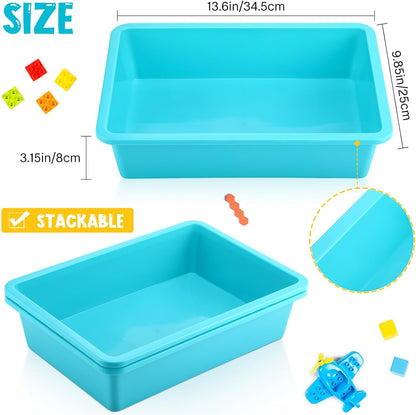 Hoteam 10 Pcs Flat Storage Organizer Tray Bin Paper Tray for Classroom Plastic Stackable File Organizer for School Office Teacher Book Organization(Clear,13.78 x 9.84 x 3.15 Inch)