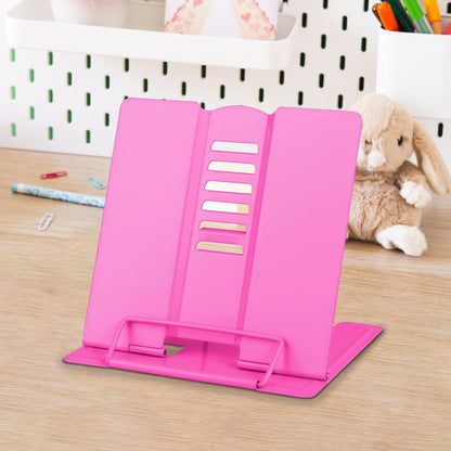 Honagu Small Book Stand Book Holder Metal Desk Stand for Reading Hands Free, Adjustable Cookbook Documents Holder, Portable for Music Books, Textbook, Recipe, Tablet, Ipad, Great Gifts (White)