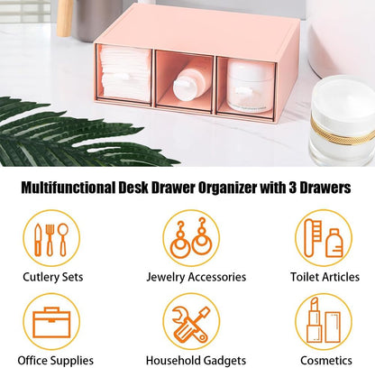 Plastic Tea Bag Organizer with 3 Drawers, Desk Drawer Organizer, Stackable Storage Drawers, White Tea Box, Makeup Organizer, Clear Tea Bag Storage, Coffee Storage for Tea Bags, Sugar Packets, Cosmetic