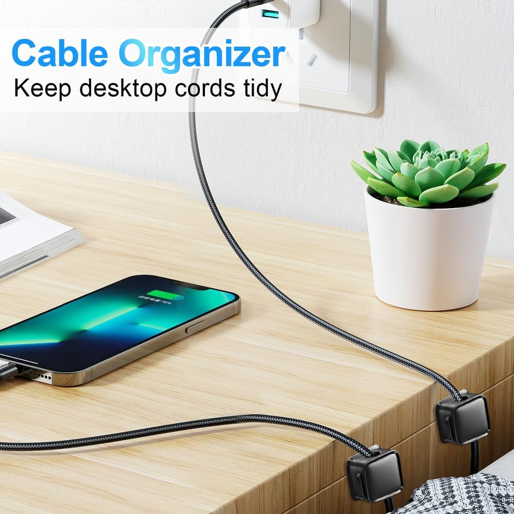 18 Pack Cord Organizer Holder,Magnetic Cable Clips Management, Easy Adhesive Phone USB Charger Cord Keeper, Hide Or Organize Desk Cable for Kitchen, Office, Car, Nightstand （Black）